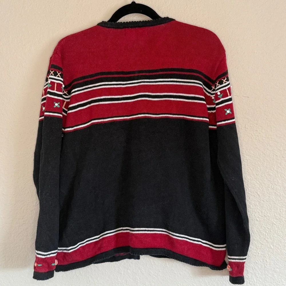 Vintage Womens Medium Cardigan Sweater Scandi Nordic Indie Twee Floral Holiday‎